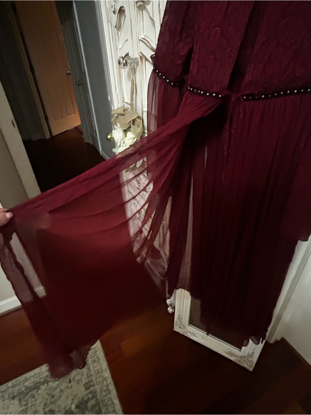 Burgundy studded maxi top or duster nwot xl - Picture 6 of 13